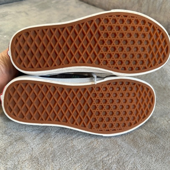 Vans Old Skool Checkerboard Iridescent Black Suede Sneakers Women's 5.5 - Picture 7 of 7